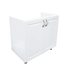 Masca pentru chiuveta cu 2 usi Zebra, Alba/MDF Alb lucios, fara blat, 80 x 82 x 50 cm